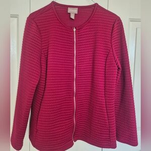 Chico's Textured Zip-Up Jacket in Burgundy